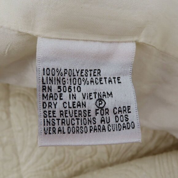 Le Suit Women 6 Ivory Cream Damask Scroll Long Collared Suit Jacket Formal Coat - Picture 7 of 10